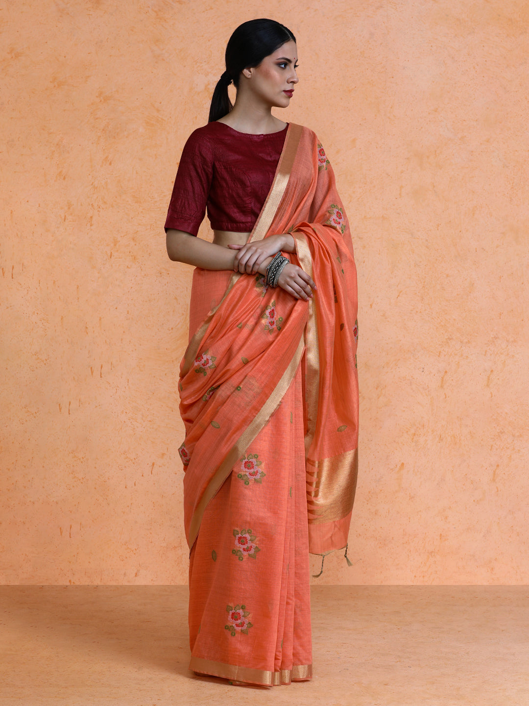 Shireen Cotton in Coral Orange