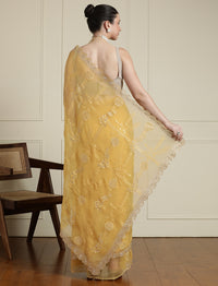 Woven Design Saree With Blouse in Yellow