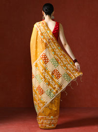 Handloom Geometric Woven Design Chanderi Saree in yellow