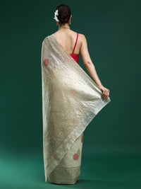 Woven Design Chanderi Cotton Saree in Cream