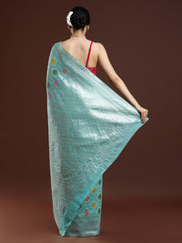 Woven Design Chanderi Cotton Saree in Blue