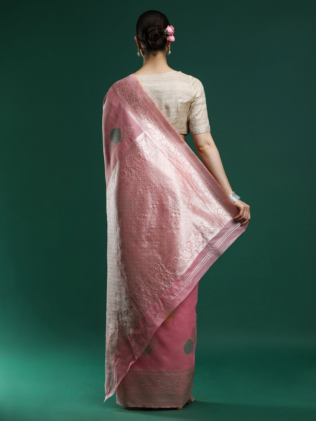 Woven Design Chanderi Cotton Saree in Pink