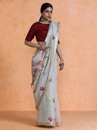 Rithika Cotton in Beige with Pink Motifs