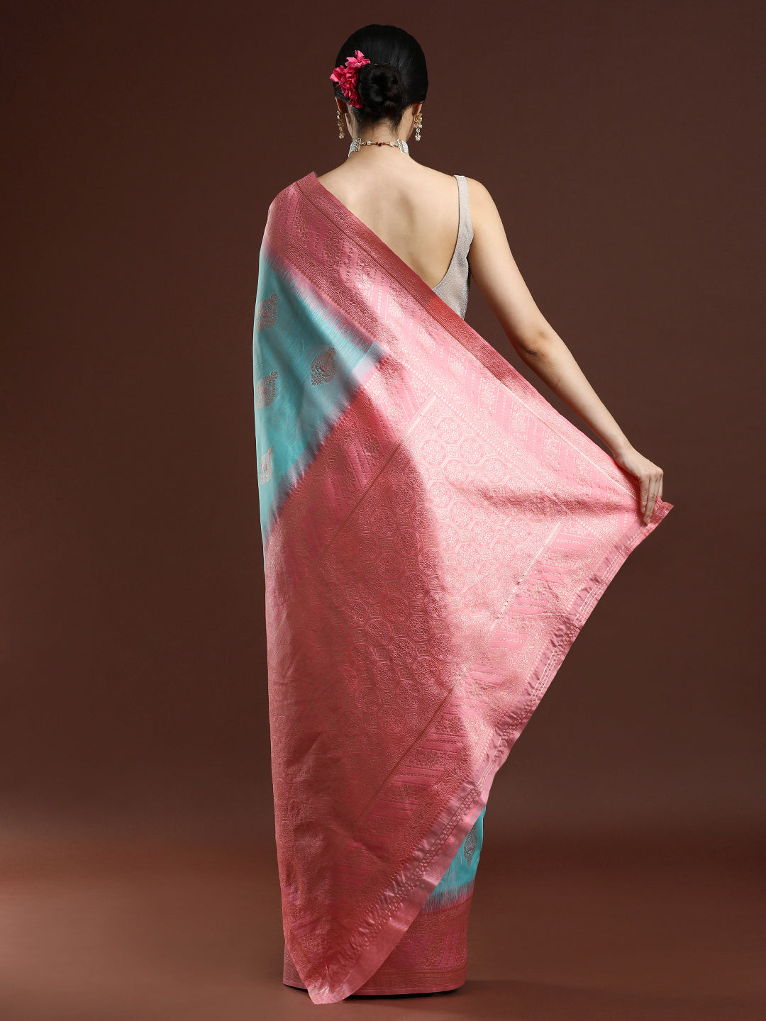 Woven Design Chanderi Cotton Saree in Light Blue