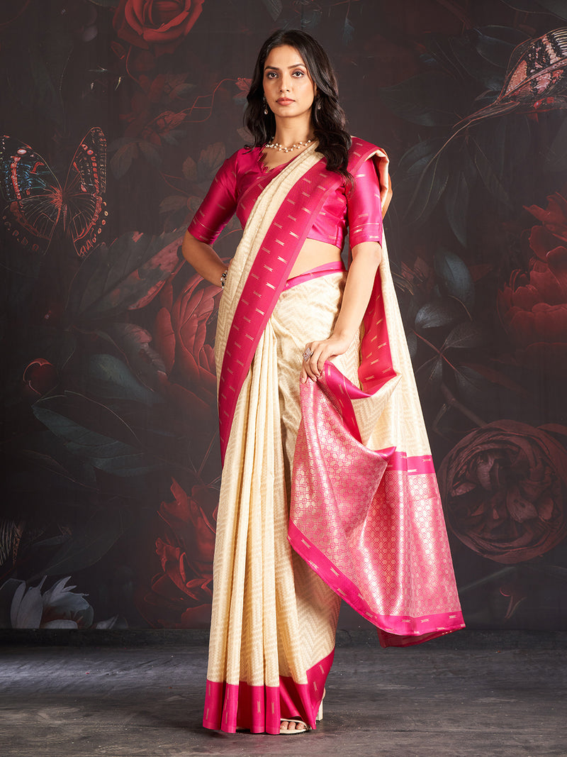 Vastra Silk In Hot Pink And Champagne