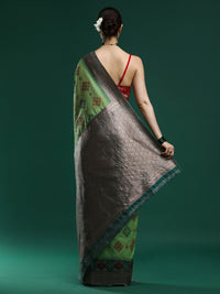 Woven Design Chanderi Cotton Saree in Green