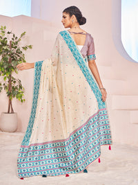 Aafreen Cotton in Beige and Blue