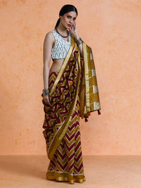 Sumitra Cotton in Maroon and Mustard