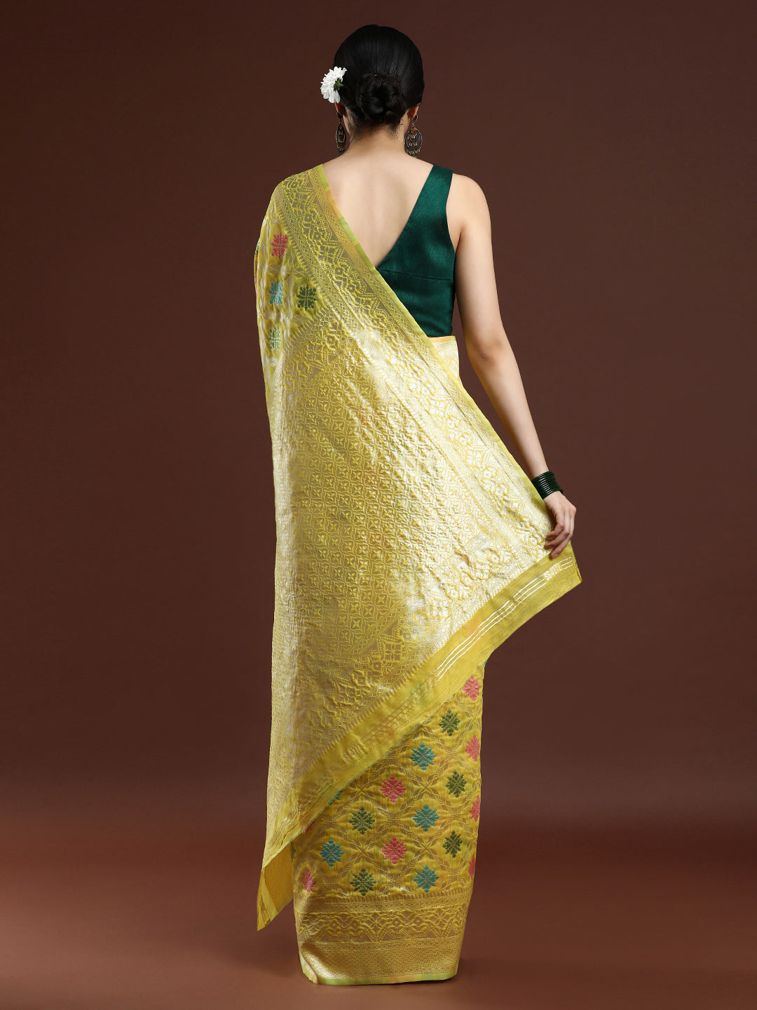 Woven Design Chanderi Cotton Saree in Yellow