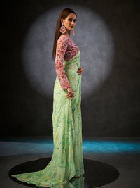 Basanti Bloom in Mint Green with Floral Patterns