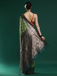 Woven Design Chanderi Cotton Saree in Green