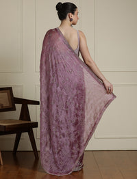Embellished Saree With Unstitched Blouse in Pink