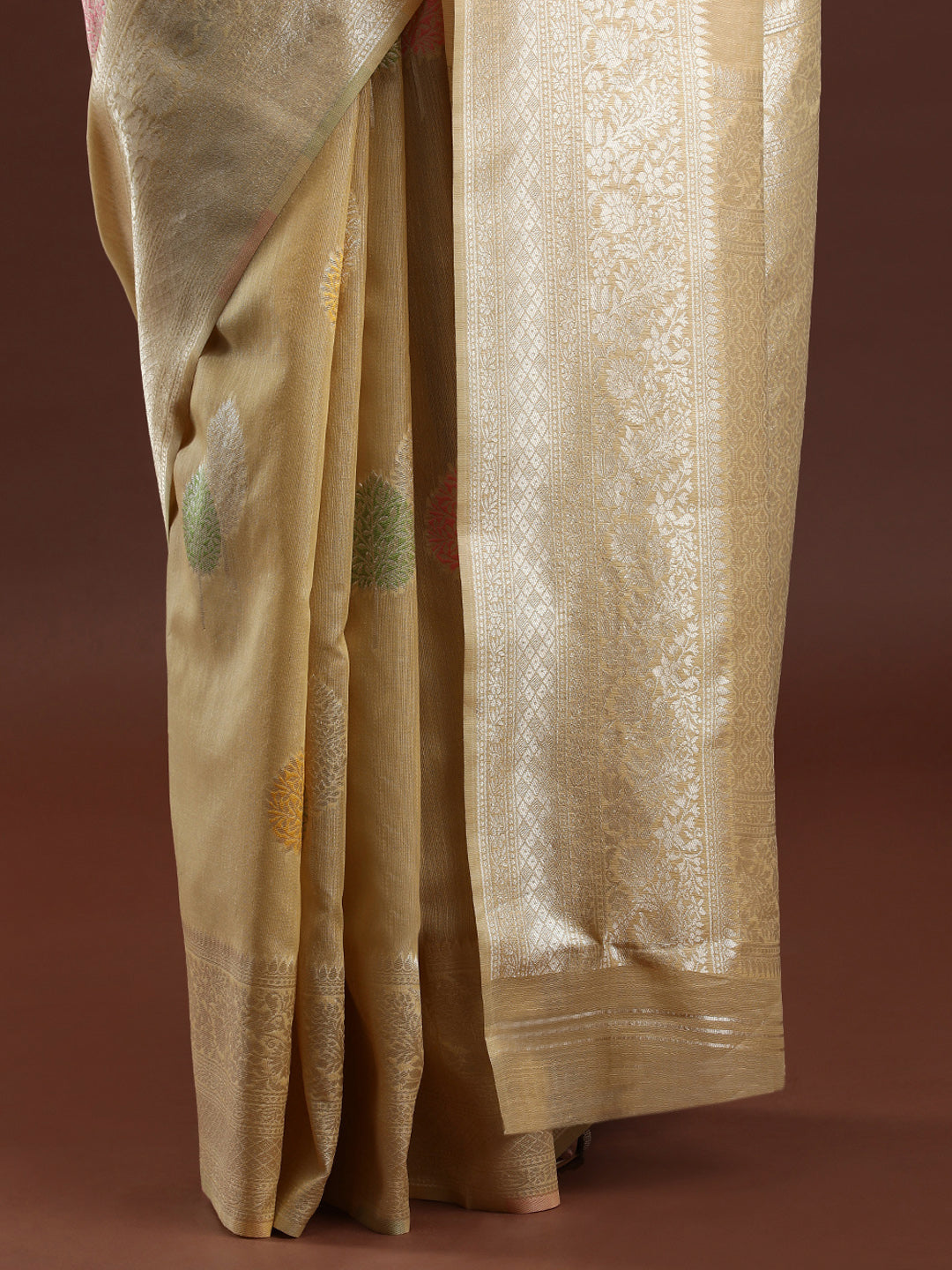 Woven Design Chanderi Cotton Saree in Beige