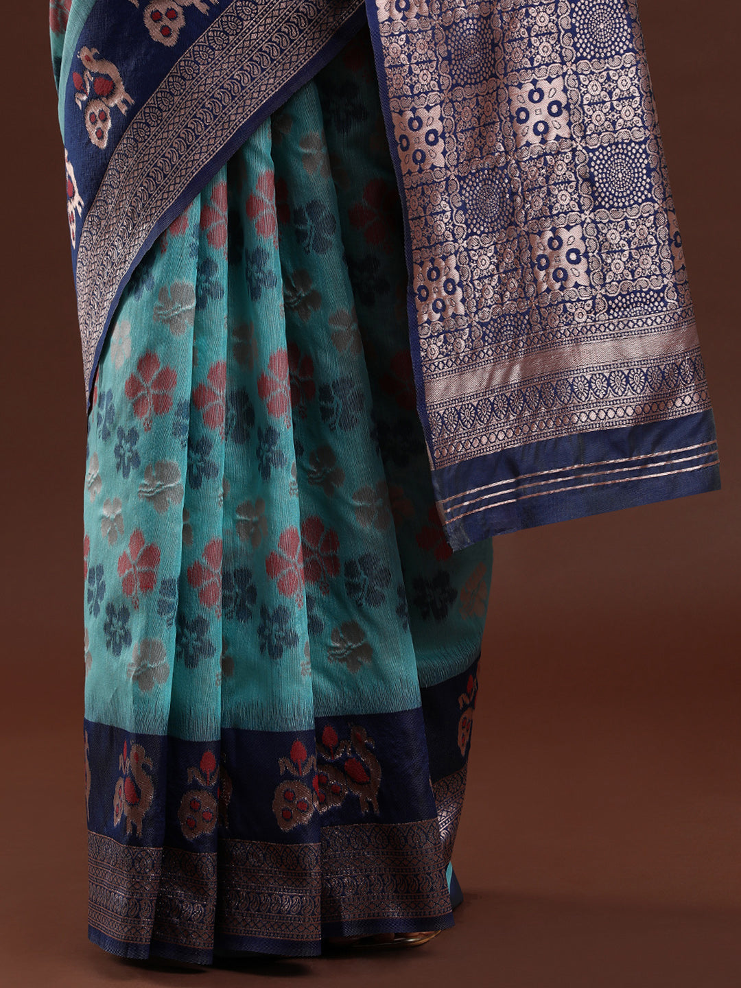 Woven Design Chanderi Cotton Saree in Blue