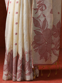 Floral Printed Chanderi Saree in red