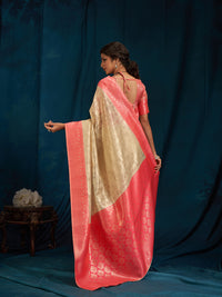 Swarnika Silk in Neon Pink And Beige