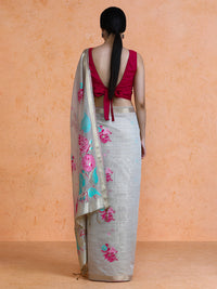 Leela Cotton in Beige with Pink Motifs