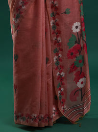 Sarha Floral Woven Design Zari Muga Saree in Pink