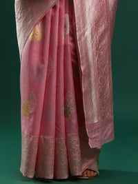 Woven Design Chanderi Cotton Saree in Pink