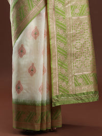 Woven Design Chanderi Cotton Saree in Cream