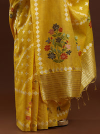 Sarha Ethnic Motifs Woven Design Zari Banarasi Saree in Yellow