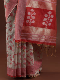 Woven Design Floral Chanderi Cotton Saree in Beige
