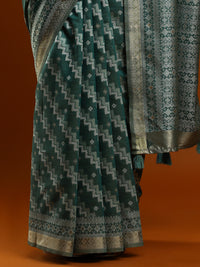 Sarha Woven Design Zari Saree With Unstitched Blouse Piece in Green