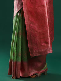 Woven Design Chanderi Cotton Saree in Green