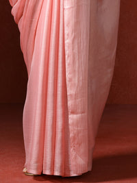 Solid Saree with Blouse Piece in pink
