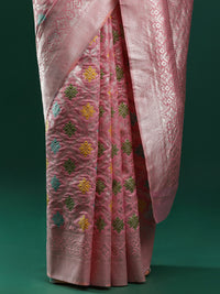 Woven Design Chanderi Cotton Saree in Pink