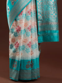 Woven Design Chanderi Cotton Saree in Light Grey