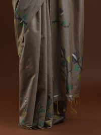 Sarha Ethnic Motif Woven Design Zari Muga Saree in Grey