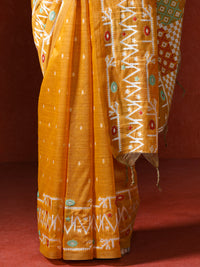 Handloom Geometric Woven Design Chanderi Saree in yellow