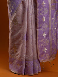 Sarha Ethnic Motif Woven Design Zari Chanderi Saree in Lavender