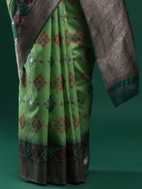Woven Design Chanderi Cotton Saree in Green