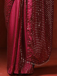 Women Sequinned Embellished Heavy Work Saree in red
