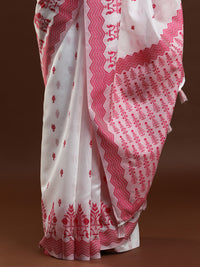 Sarha Woven Design Zari Chanderi Saree in Pink