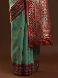 Sarha Woven Design Zari Banarasi Saree in Green