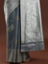 Woven Design Chanderi Cotton Saree in Grey