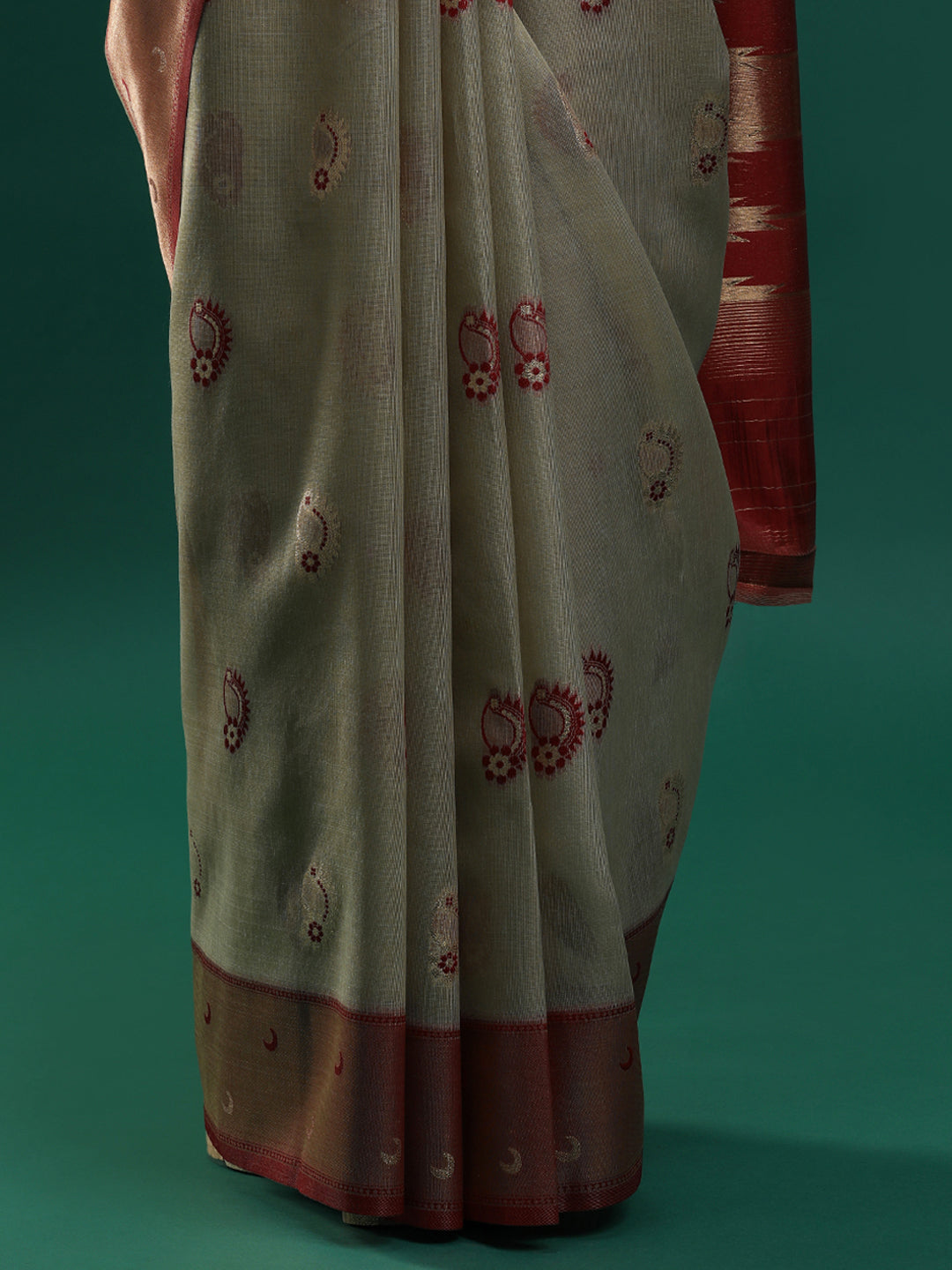 Sarha Ethnic Motifs Woven Design Banarasi Saree in Grey