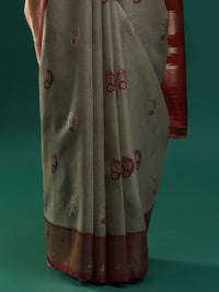 Sarha Ethnic Motifs Woven Design Banarasi Saree in Grey