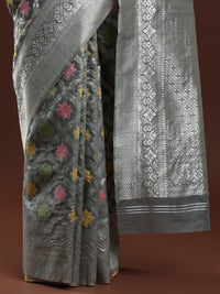 Woven Design Chanderi Cotton Saree inGrey