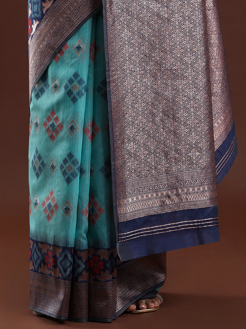 Woven Design Chanderi Cotton Saree in Blue