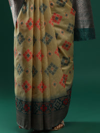 Woven Design Chanderi Cotton Saree in Dark Yellow