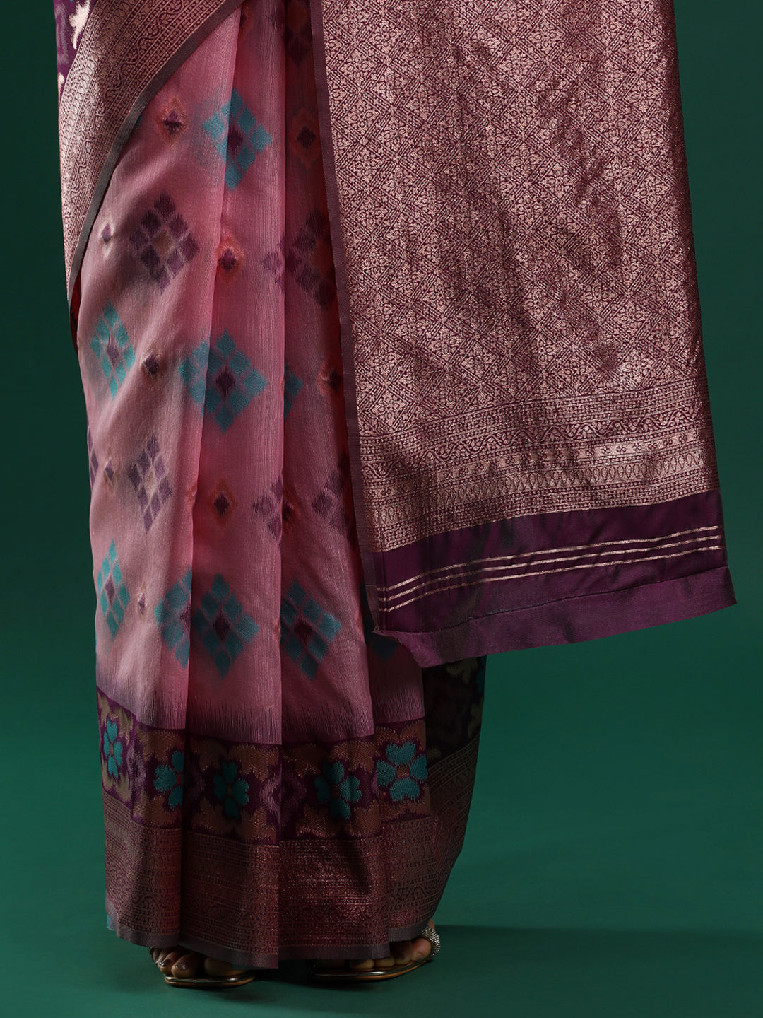 Woven Design Chanderi Cotton Saree in Pink