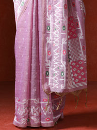 Handloom Geometric Woven Design Chanderi Saree in pink