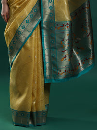Sarha Ethnic Motifs Woven Design Banarasi Saree in Yellow