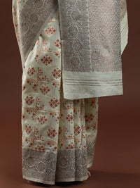 Woven Design Chanderi Cotton Saree in Light Green