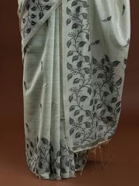 Sarha Floral Woven Design Chanderi Saree in Light Grey