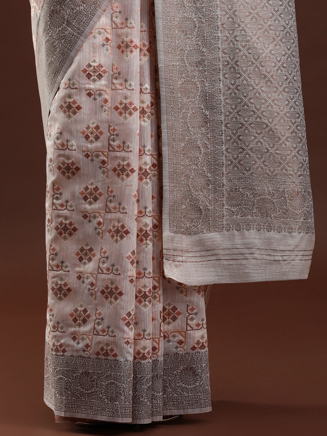 Woven Design Chanderi Cotton Saree in Light Pink